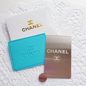CHANEL Teal Cardholder & Mirror Set 🩵✨